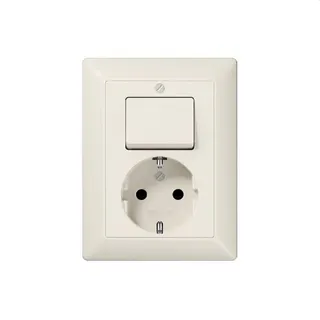 Jung SCHUKO®-Steckdose 16 A 250 V ~ mit Schalter Universal Aus-Wechsel 10 AX 250 V ~, Serie AS, weiß AS5576U