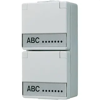 Jung SCHUKO®-Zweifach-Steckdose, 16 A 250 V ~, mit Schriftfeld, Klappdeckel, senkrecht, IP 44, WG 600 622NAW