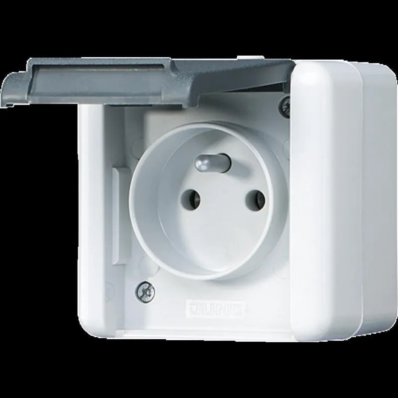 Jung Steckdose, französisch/belgisches System, 16 A 250 V ~, senkrecht, IP 44, WG 800 821FKIW