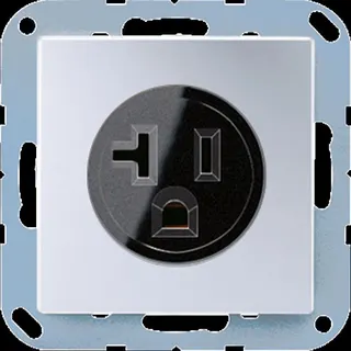 Jung Steckdose, US-Norm NEMA, 20 A 125 V ~, Schraubklemmen, ohne Krallen, Thermoplast lackiert, Serie A, aluminium A521-20AL