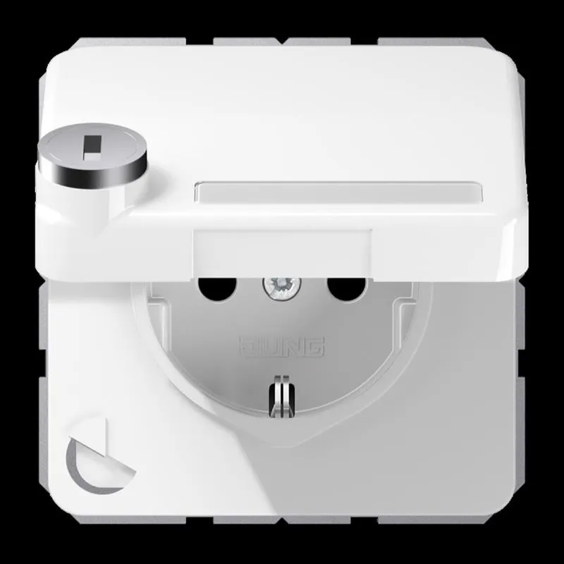 Jung SCHUKO Steckdose, 16 A 250 V ~, mit Sicherheitsschloss, Thermoplast, Serie CD, alpinweiß CD1520NAKLSLWW