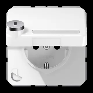 Jung SCHUKO Steckdose, 16 A 250 V ~, mit Sicherheitsschloss, Thermoplast, Serie CD, alpinweiß CD1520NAKLSLWW
