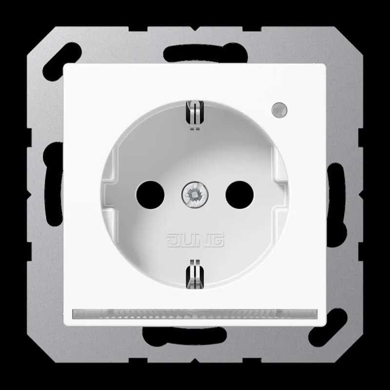 Jung SCHUKO®-Steckdose mit LED-Orientierungslicht, 16 A 250 V ~, SAFETY+, Thermoplast, Serie AS/A, alpinweiß A1520-OWWLNW