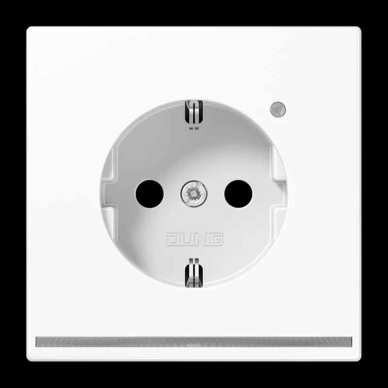 Jung SCHUKO Steckdose, 16 A 250 V ~, mit LED-Orientierungslicht, SAFETY+, Thermoplast, Serie LS, alpinweiß LS1520-OWWLNW