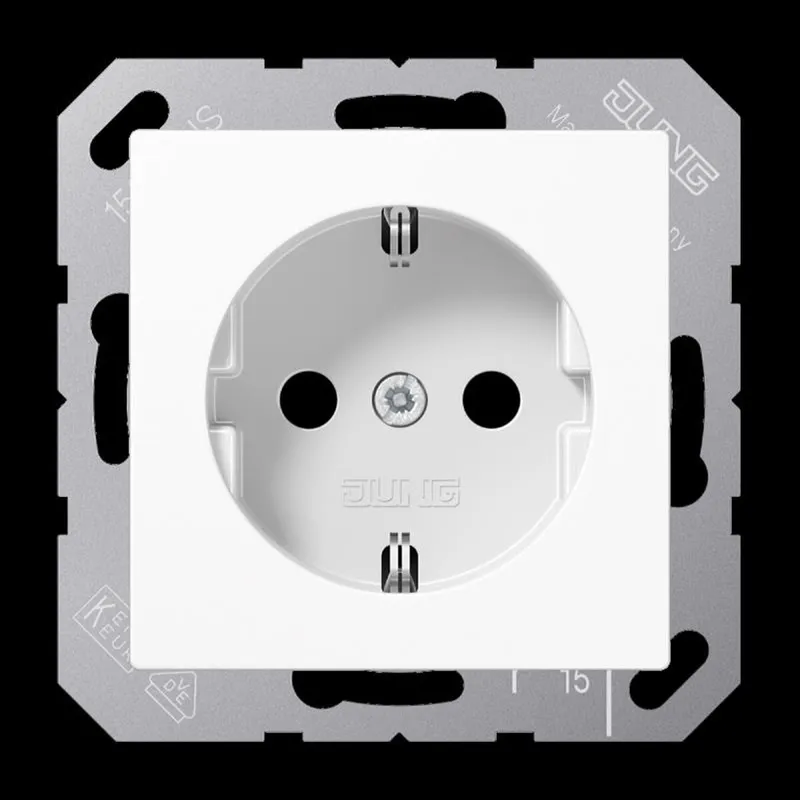 Jung SCHUKO Steckdose, 16 A 250 V ~, SAFETY+, Duroplast, Serie AS/A, alpinweiß A1520KIWW