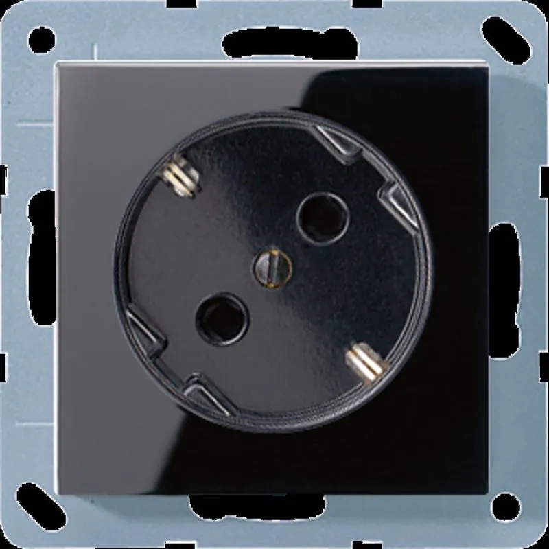 Jung SCHUKO®-Steckdose 45°, 16 A 250 V ~, SAFETY+, Duroplast, Serie A, schwarz A520-45KISW