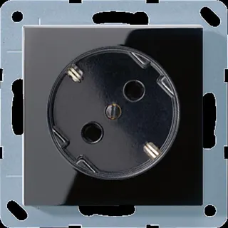 Jung SCHUKO®-Steckdose 45°, 16 A 250 V ~, SAFETY+, Duroplast, Serie A, schwarz A520-45KISW