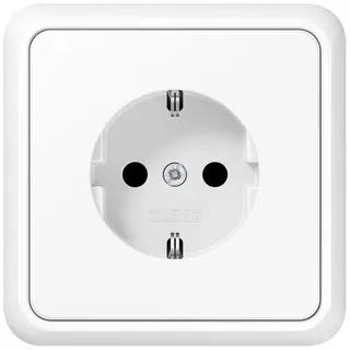 Jung SCHUKO Steckdose, 16 A 250 V ~, SAFETY+, mit Rahmen, Duroplast, Serie CD, alpinweiß 5520KIWW
