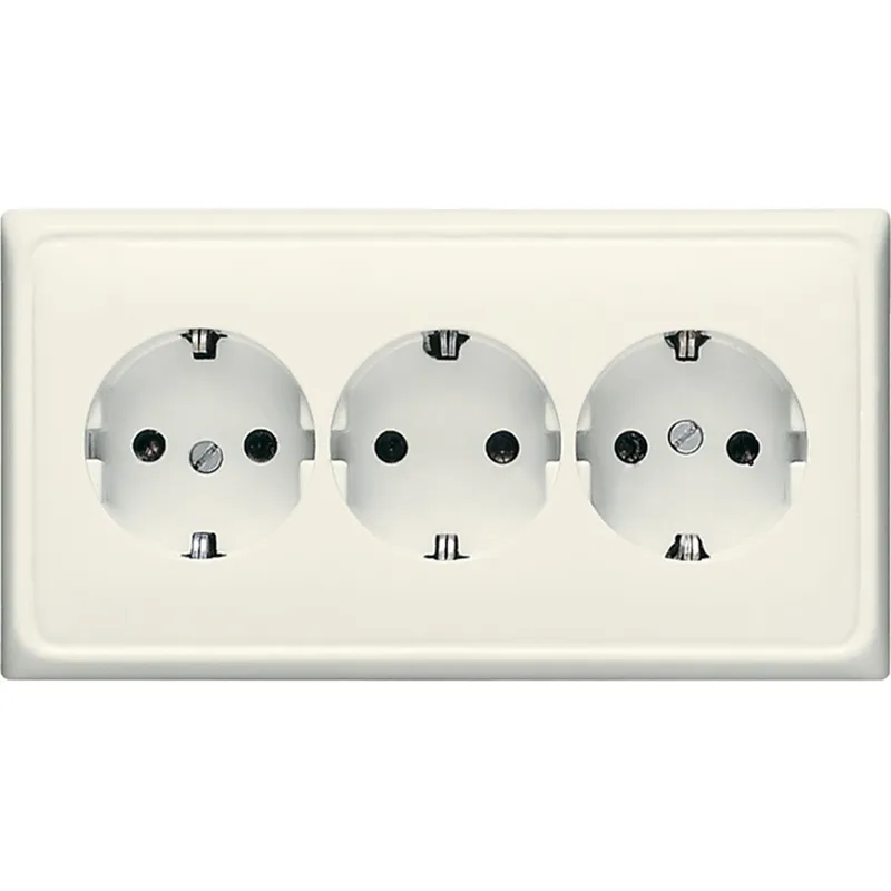 Jung Kabelkanal-SCHUKO®-Steckdose, 3fach, 16 A 250 V ~, Duroplast, Serie CD, weiß CD523