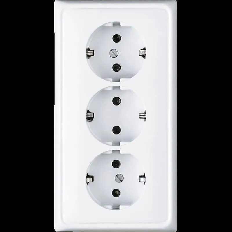 Jung Kabelkanal-SCHUKO®-Steckdose, 3fach, 16 A 250 V ~, Duroplast, Serie CD, alpinweiß CD523WW