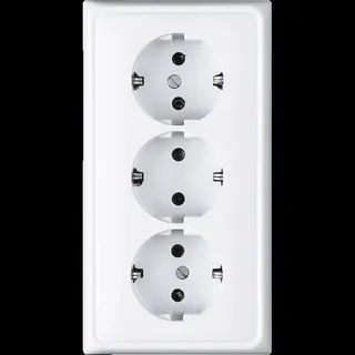 Jung Kabelkanal-SCHUKO®-Steckdose, 3fach, 16 A 250 V ~, Duroplast, Serie CD, alpinweiß CD523WW