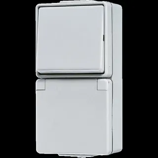 Jung SCHUKO®-Steckdose 16 A 250 V ~ mit Schalter Universal Aus-Wechsel 10 AX 250 V ~, 16 A 250 V ~, IP 44, WG 600 676W