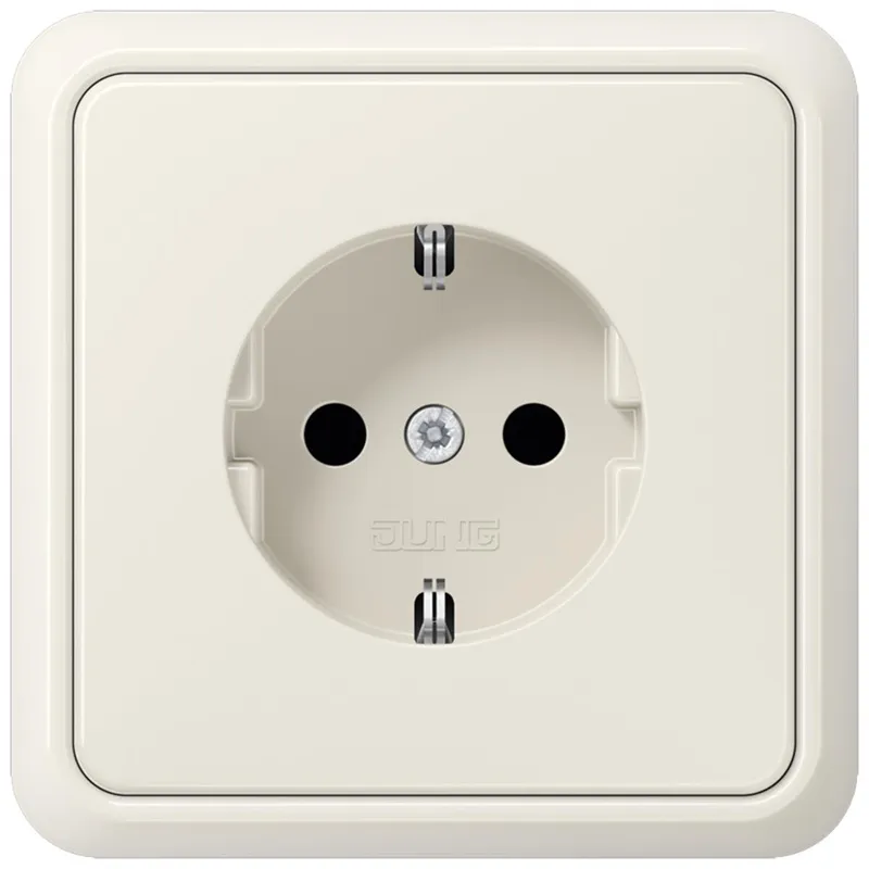 Jung SCHUKO Steckdose, 16 A 250 V ~, SAFETY+, mit Rahmen, Duroplast, Serie CD, weiß 5520KI