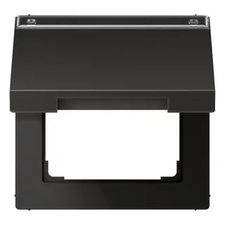 Jung Klappdeckel mit Rückstellfeder, mit Schriftfeld, Aluminium lackiert, Serie LS, anthrazit (lackiertes Aluminium) AL2990NAKLAN