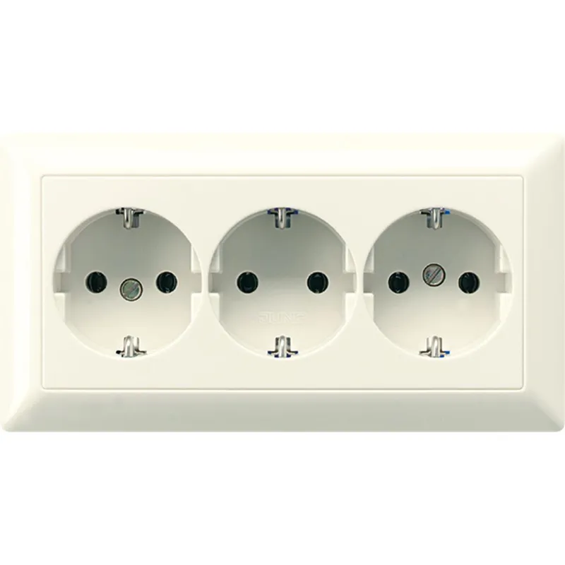 Jung Kabelkanal-SCHUKO®-Steckdose, 3fach, 16 A 250 V ~, Duroplast, Serie AS, weiß AS523