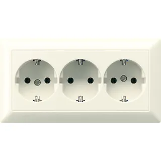 Jung Kabelkanal-SCHUKO®-Steckdose, 3fach, 16 A 250 V ~, Duroplast, Serie AS, weiß AS523