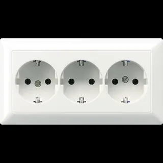 Jung Kabelkanal-SCHUKO®-Steckdose, 3fach, 16 A 250 V ~, Duroplast, Serie AS, alpinweiß AS523WW