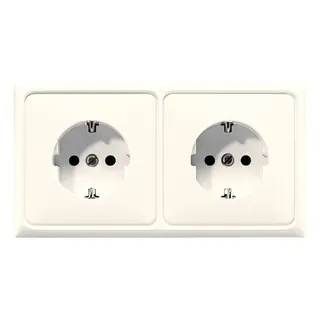 Jung Kabelkanal-SCHUKO®-Steckdose, 2fach, 16 A 250 V ~, Thermoplast, Serie CD, weiß CD522BF