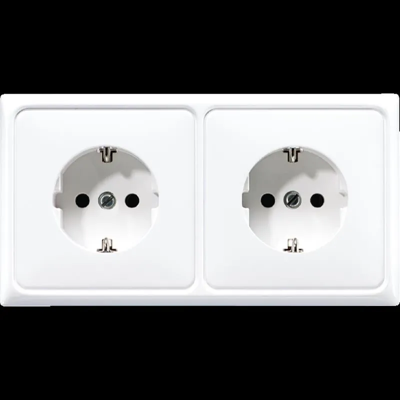 Jung Kabelkanal-SCHUKO®-Steckdose, 2fach, 16 A 250 V ~, Thermoplast, Serie CD, alpinweiß CD522BFWW
