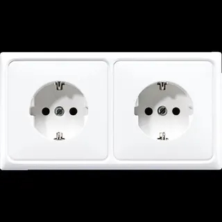 Jung Kabelkanal-SCHUKO®-Steckdose, 2fach, 16 A 250 V ~, Thermoplast, Serie CD, alpinweiß CD522BFWW