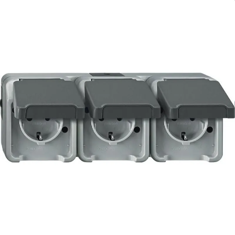 Merten SCHUKO-Dreifach-Steckdose MEG2391-8029 lichtgrau