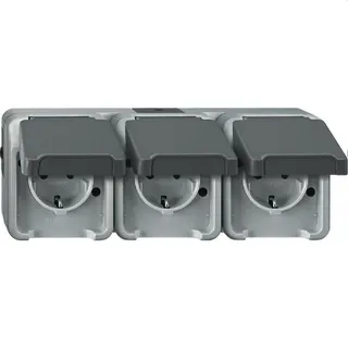 Merten SCHUKO-Dreifach-Steckdose MEG2391-8029 lichtgrau