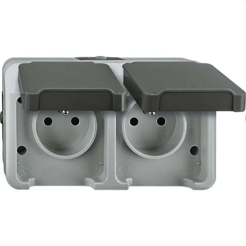 Merten SCHUKO-Doppel-Steckdose MEG2520-8029 lichtgrau