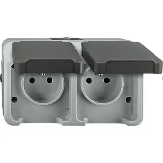 Merten SCHUKO-Doppel-Steckdose MEG2520-8029 lichtgrau