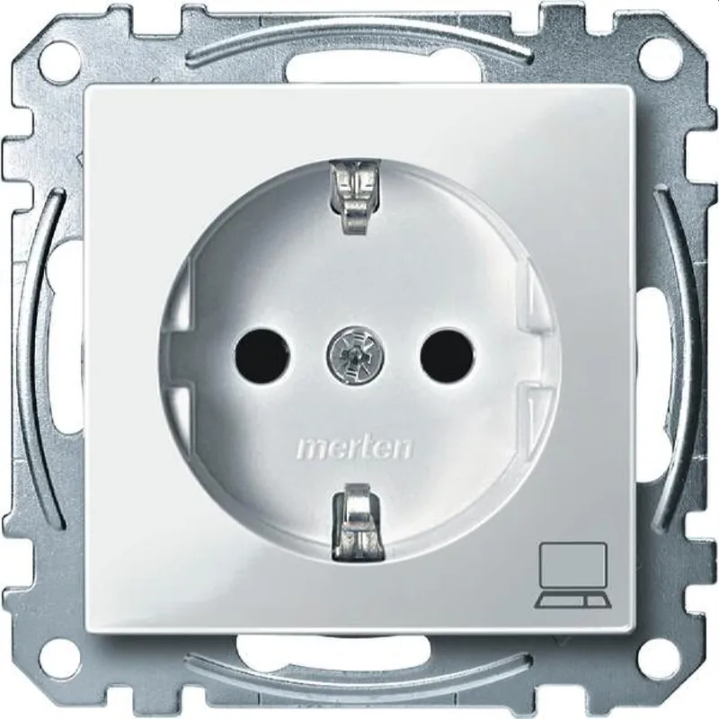 Merten SCHUKO-Steckdose MEG2350-0319 Computer polarweiss glaenz