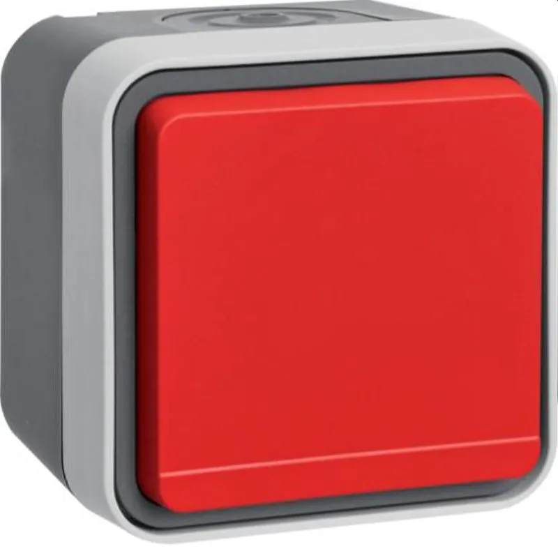 Berker SCHUKO-Steckdose M3Klappdeckel rot W.1 grau