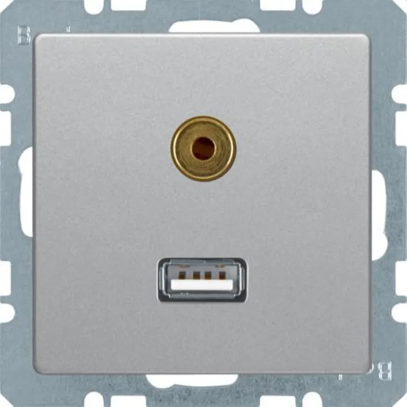 Berker Steckdose M3USB/3,5mm Q1/Q3 alu samt lackiert