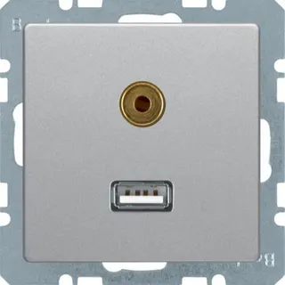 Berker Steckdose M3USB/3,5mm Q1/Q3 alu samt lackiert
