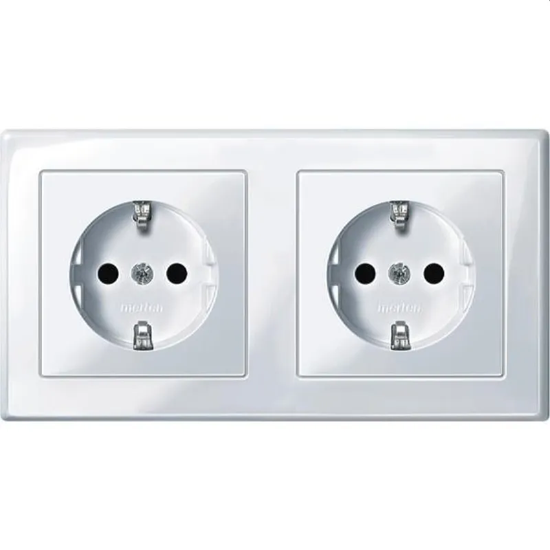 Merten SCHUKO-Doppel-Steckdose MEG2328-1425 aktivweiss glaenzend