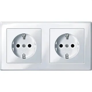 Merten SCHUKO-Doppel-Steckdose MEG2328-1425 aktivweiss glaenzend