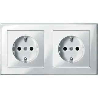 Merten SCHUKO-Doppel-Steckdose MEG2328-1419 polarweiss glaenzend