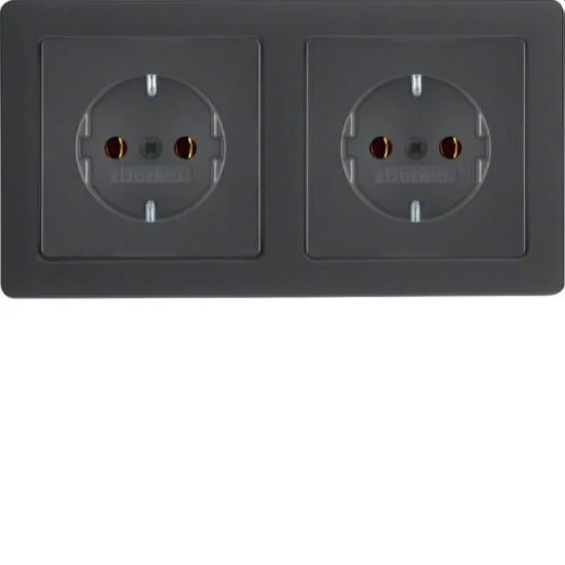 Berker SCHUKO-Steckdose M347206086 2fach anthrazit samt