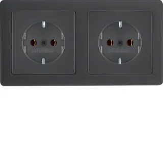 Berker SCHUKO-Steckdose M347206086 2fach anthrazit samt