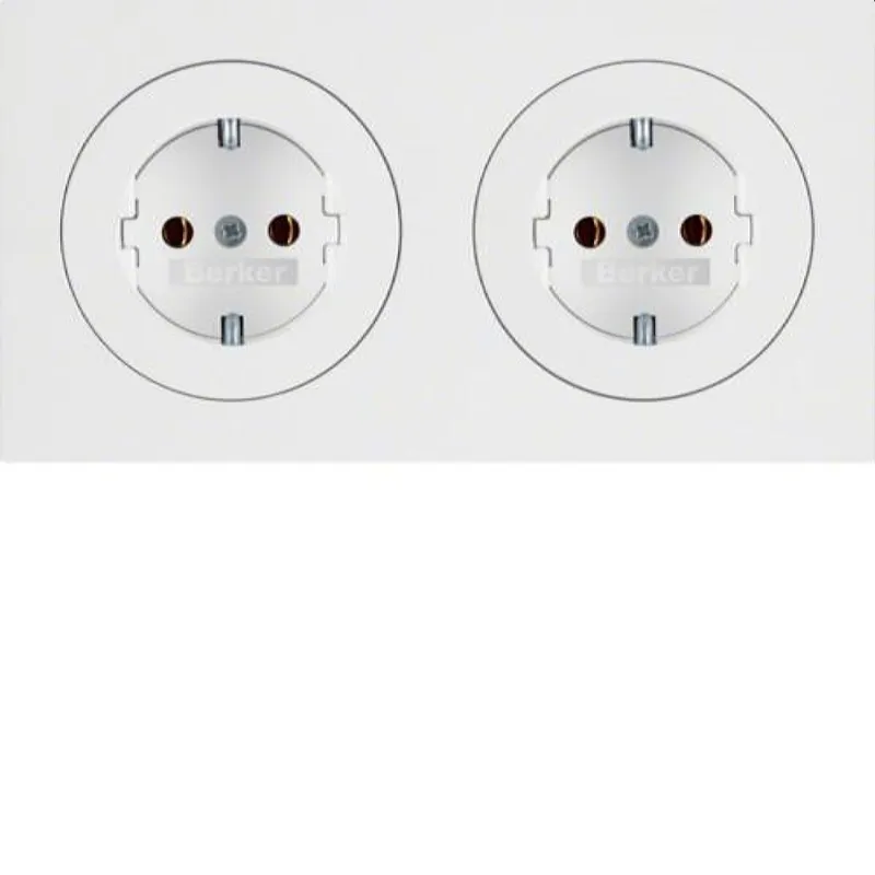 Berker SCHUKO-Steckdose M347202089 2fach polarweiss glaenzend