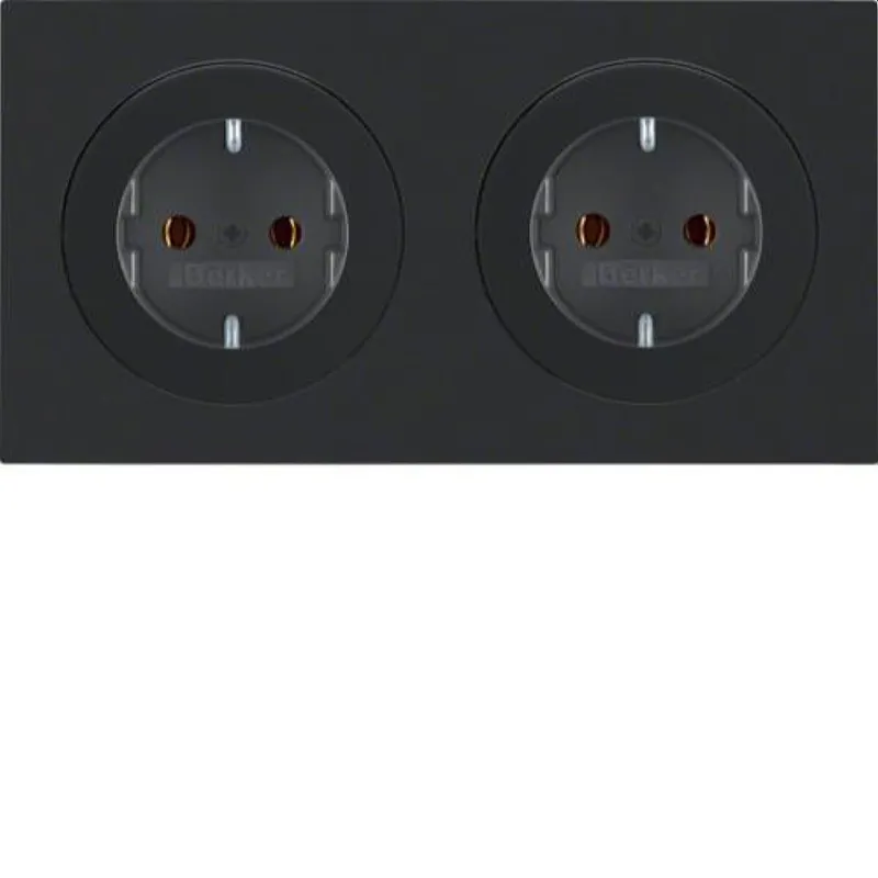 Berker SCHUKO-Steckdose M347202045 2fach schwarz glaenzend