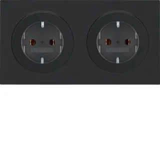 Berker SCHUKO-Steckdose M347202045 2fach schwarz glaenzend