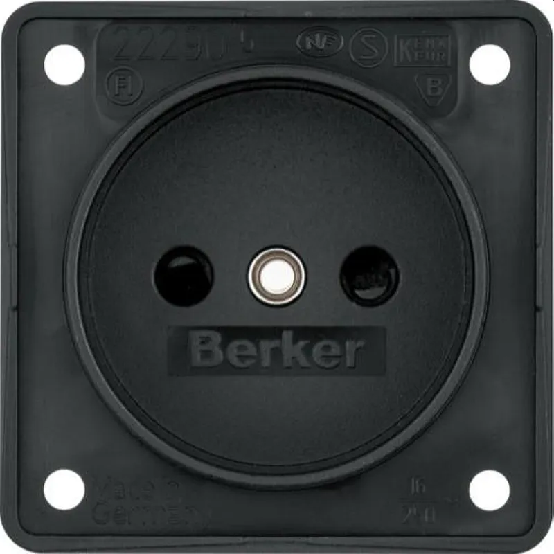 Berker Steckdose M39619405 ohne Schutzkontakt schwarz matt