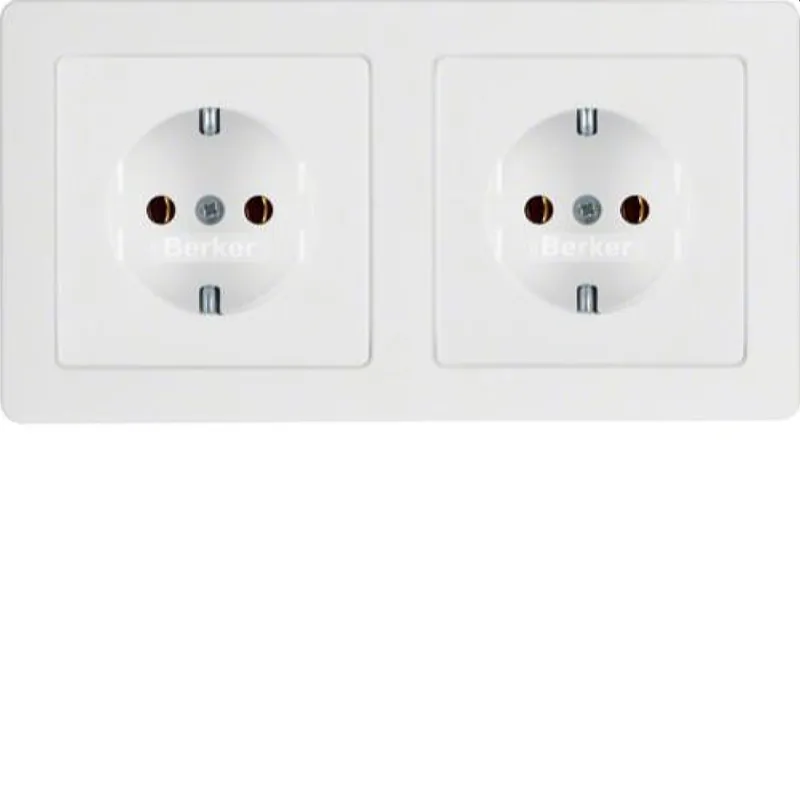 Berker SCHUKO-Steckdose M347206089 2fach polarweiss samt