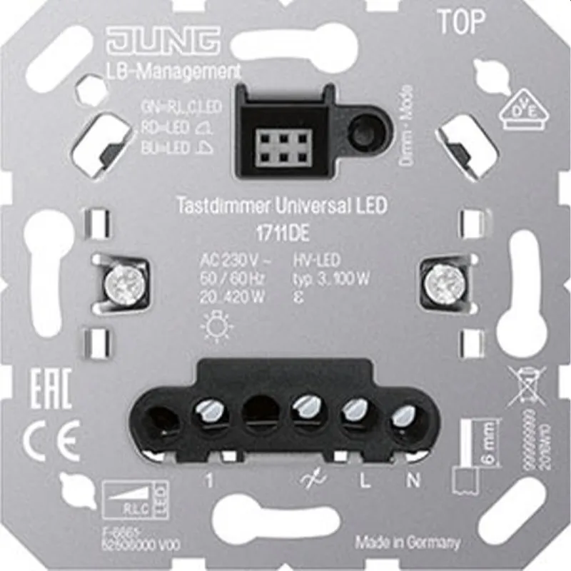 Jung Tastdimmer Universal LED, mit Nebenstelleneingang 1711DE