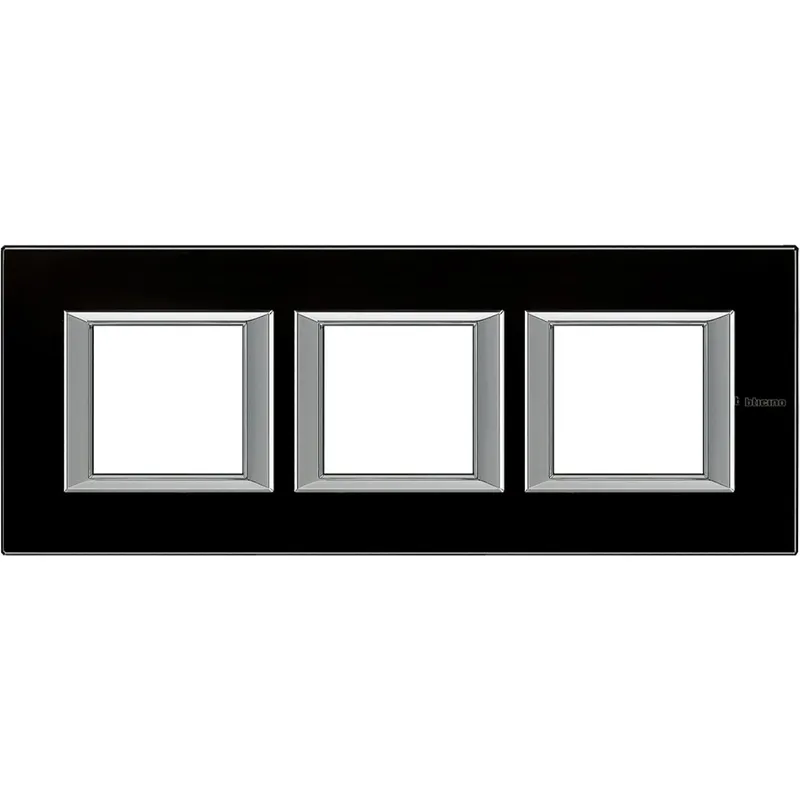 Bticino Rahmen HA4802M3HVNN 3fach horizontal Glas sw