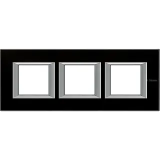 Bticino Rahmen HA4802M3HVNN 3fach horizontal Glas sw