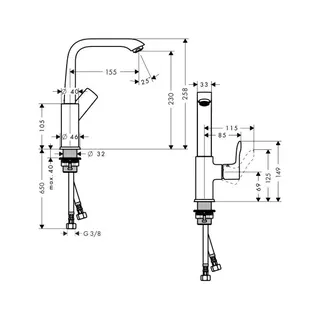 Hansgrohe Metris 230 Waschtischmischer mit Schwenkauslauf chrom – Bild 2