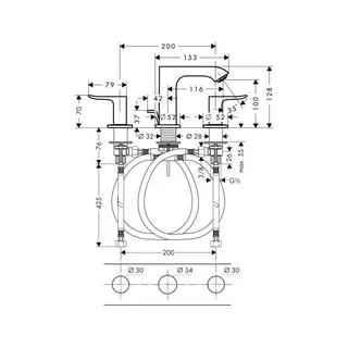 Hansgrohe Metris 3-Loch Waschtischarmatur 100 chrom – Bild 2