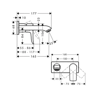 Hansgrohe Waschtischmischer Unterputz Metris LowFlow F-Set chrom kurzer Auslauf – Bild 2