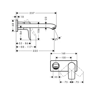 Hansgrohe Metris Waschtischmischer Unterputz Fertigset chrom langer Auslauf – Bild 2