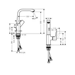 Hansgrohe Metris Waschtischmischer 230 Schwenkauslauf chrom mit hohem Auslauf – Bild 2